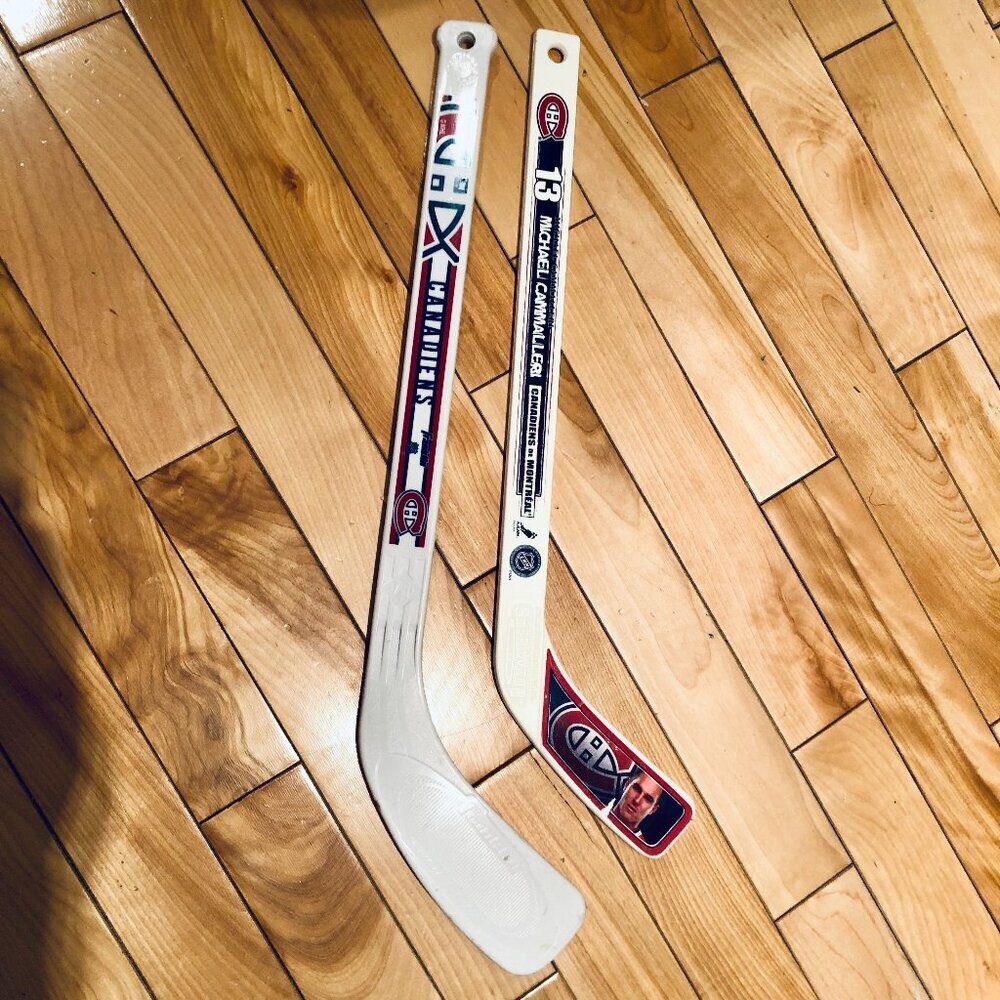 Lot of 2 Vintage Montreal Canadiens Mini Sticks Franklin & Cammalleri Sher-Wood
